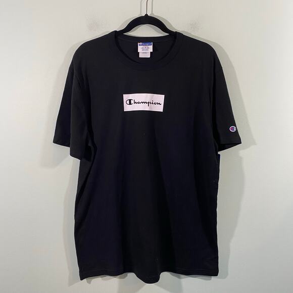 Champion Men Black Logo Lightweight Short Sleeve Tee Size L NWT - Picture 1 of 7